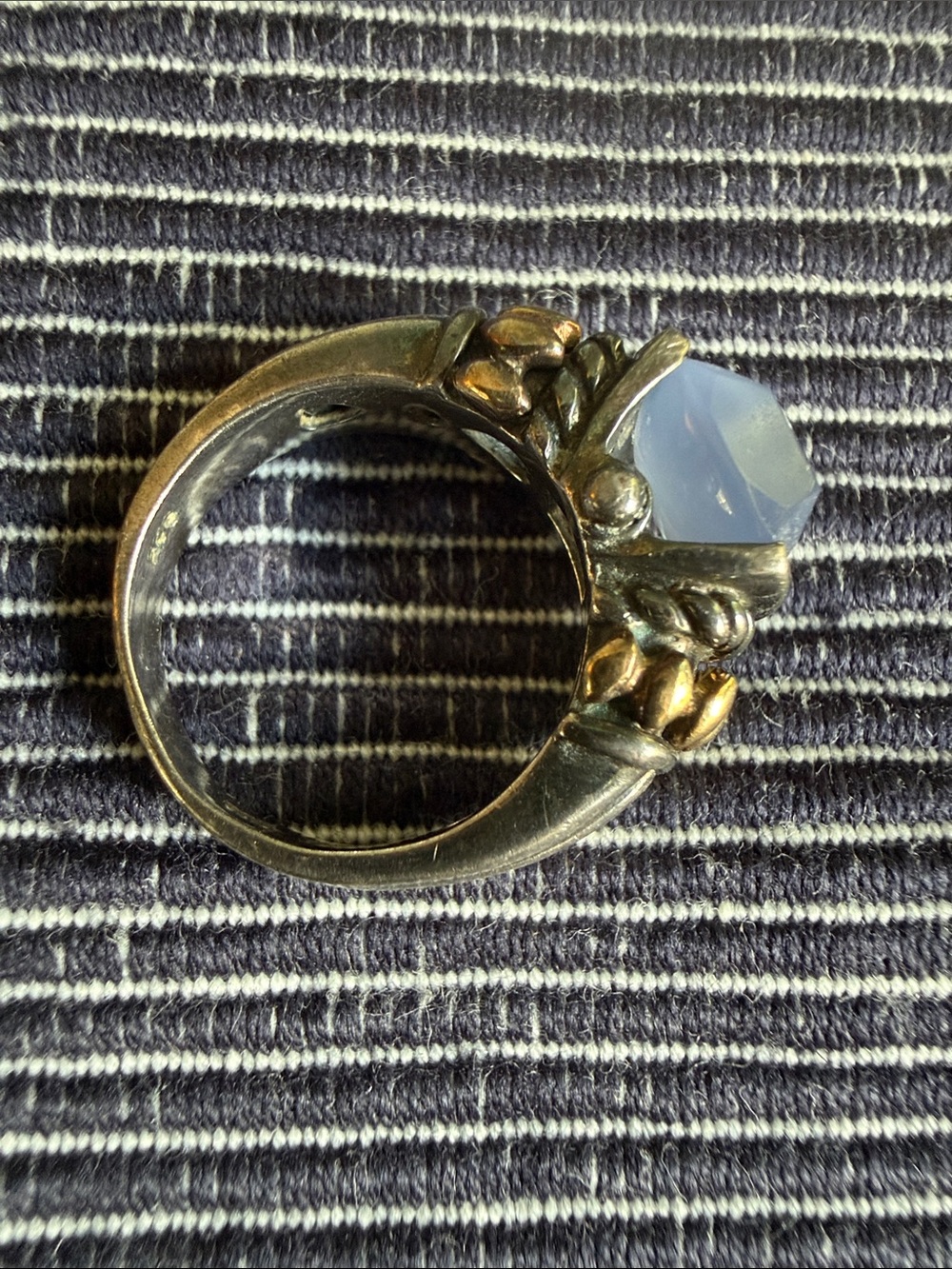 SAMUEL B 14K & Sterling Silver Blue Chalcedony Ring